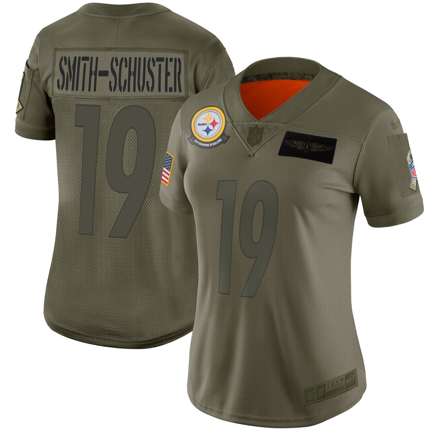 Women's Pittsburgh Steelers #19 JuJu Smith-Schuster 2019 Camo Salute To Service Stitched NFL Jersey(Run Small)